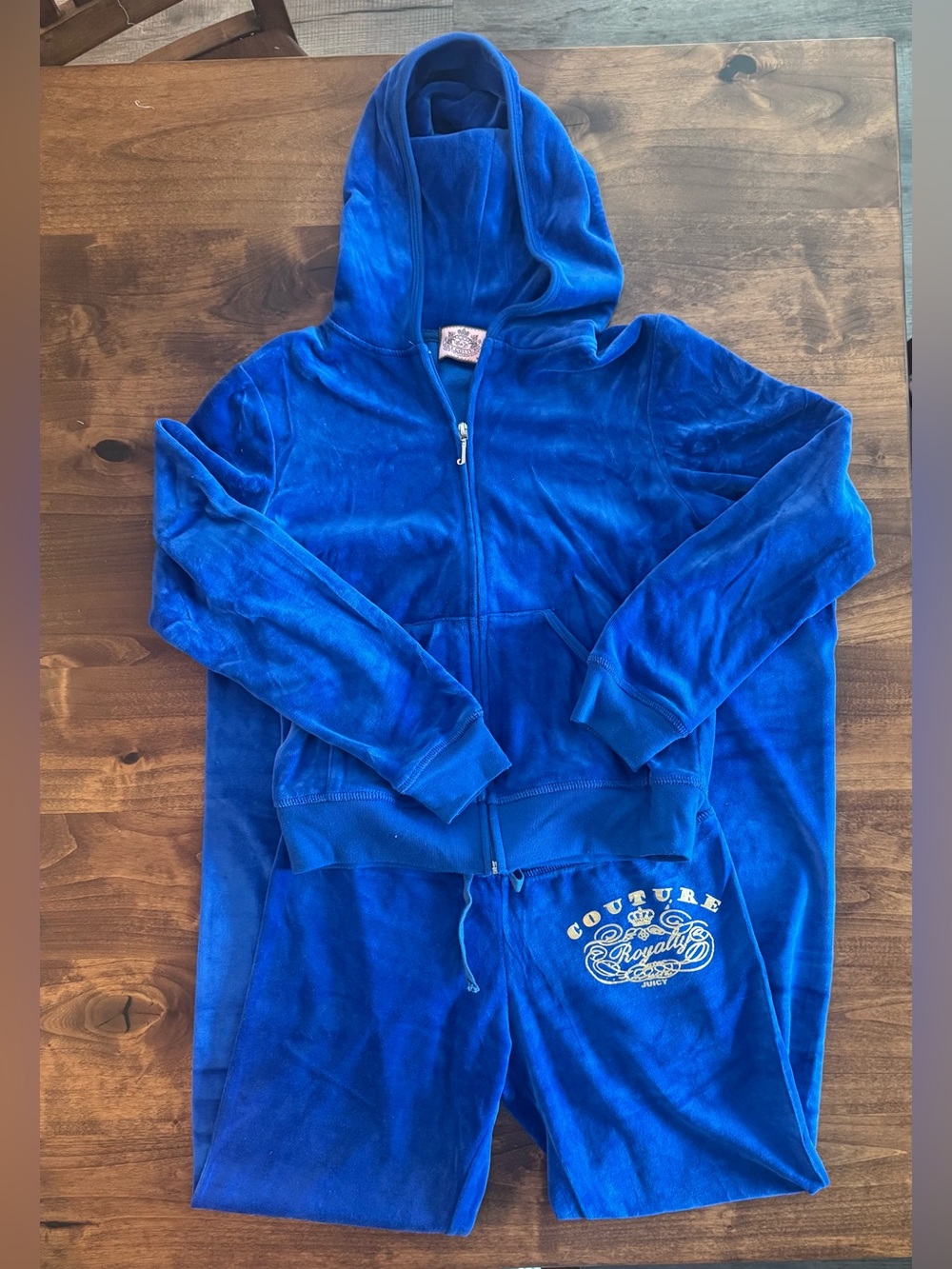 Juicy Couture Royal Blue Velour Track Pants & Hoodie Set